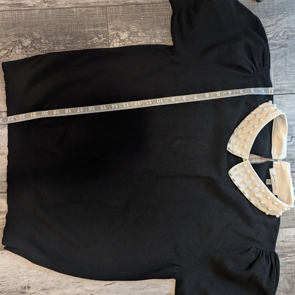 Sioni Black Blouse with White Pearl Embellished Collar Size Xl - Picture 7 of 8